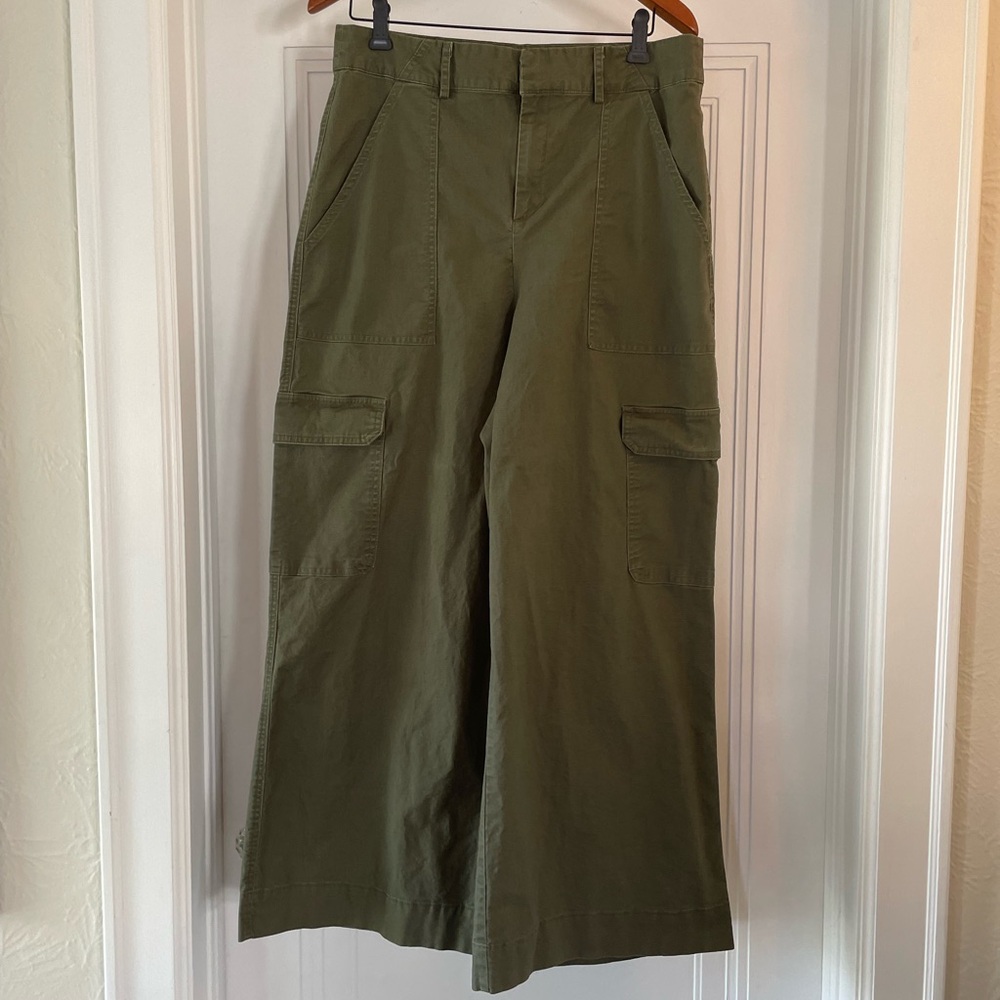Wide-Leg High-Waist Cotton Cargo Pants